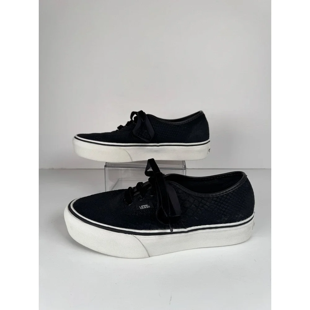 Vans Authentic Platform 2.0 Black Snakeskin Casual Comfort Shoes‎ W-9.5 M-8